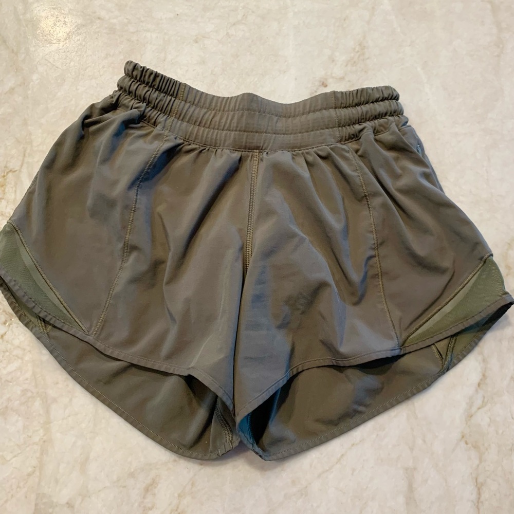 Lululemon Hotty Hot Shorts, Sz 4 Tall, Olive Green
